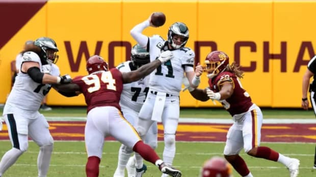 Carson Wentz and Washington Football Team Defensive Line